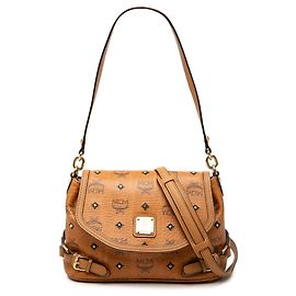 Borsa Satchel MCM Brown Small Visetos Coated Canvas Marrone