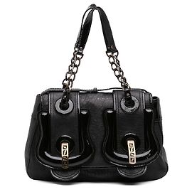 Fendi Black Medium Leather B Bag Top Handle Bag Black