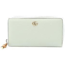 Cartera larga Gucci de piel verde con bambú Verde