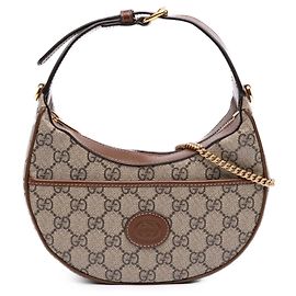 Bolsa Mini GG Supreme Meia Lua Gucci Bege Bege
