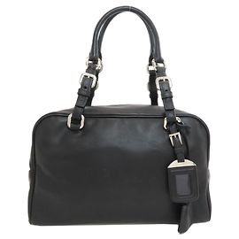 Borsa Mini Boston Prada BR3091 con logo impresso Nero