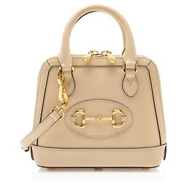 Sac Mini Satchel Gucci Horsebit 1955 en cuir Marron Beige