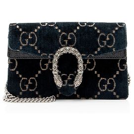 Gucci GG Velvet Crystal Dionysus Mini Shoulder Bag Blue