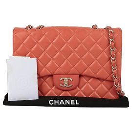 Chanel Bolsa de ombro grande clássica Laranja