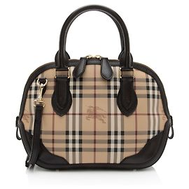 Burberry Haymarket Check Orchard Small Satchel Marron Beige