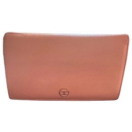 Chanel Pink Caviar Leather Long Wallet Pink