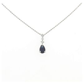 Autre Marque Pt900 Pt850 Saphir Diamant Halskette Silber