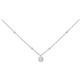 Autre Marque K10 Weißgold Diamant-Halskette Silber
