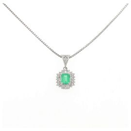 Autre Marque Colar de Pt900/Pt850 com esmeralda e diamante Verde