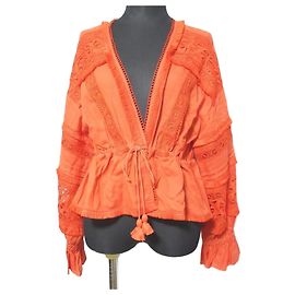 Autre Marque GRACE CONTINENTAL Bluse mit Spitzenbesatz Orange