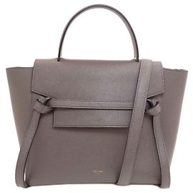 Céline Bolsa de mão 2-Way Celine Belt Bag Micro em couro de bezerro cinza Marrom