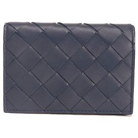 Bottega Veneta Navy Calfskin Card Case Navy blue