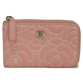 Monedero Chanel Camellia en piel de becerro rosa Rosa