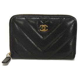 Chanel Coin Purse in Black Leather Black