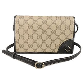 Bolsa de Ombro Gucci GG Supreme Preto Bege