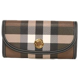 Burberry Long Wallet Halton Check Brown
