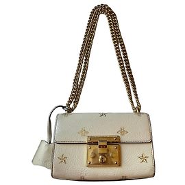 Gucci Bolsa de Ombro Padlock Bee e Star Bege