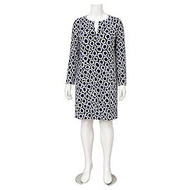Diane von Furstenberg REINA Seidenjersey Kleid Schwarz Weiß Blau