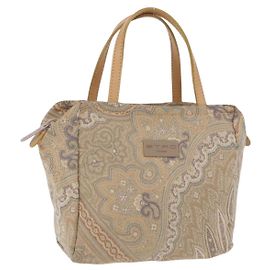 ETRO Paisley Handtasche Canvas Beige Auth am12428A Beige