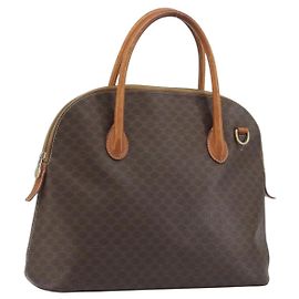 Céline Sac à main CELINE Macadam Canvas PVC Leather Brown Gold Auth mr2823 Marron Doré