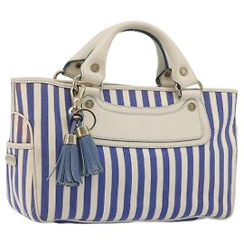 Céline CELINE Boogie Bag Canvas Navy Gold Tone Auth 198642A Altro Blu navy