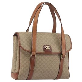 Céline CELINE Macadam Canvas Handtasche PVC Beige Gold Auth 197166 Beige Golden
