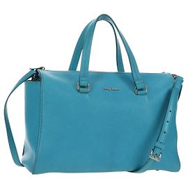 Miu Miu Tote Bag Leather 2way Blue Silver Auth 195506A Silvery Blue
