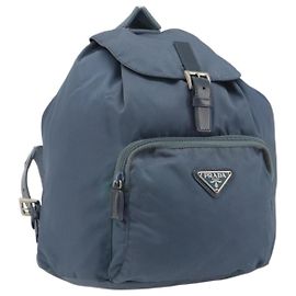 Zaino PRADA Nylon Azzurro Argento Auth 192533 Argento Blu chiaro