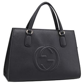 Bolsa de mão GUCCI Soho em couro preto e dourado 431571 Auth mr2816 Preto Dourado