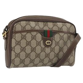 Borsa GUCCI GG Supreme Web Sherry Line PVC Beige Oro 116 02 089 Auth ka5771 Beige D'oro