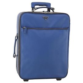 Mala PRADA Saffiano Blue Silver Auth 195345A Prata Azul