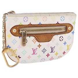 LOUIS VUITTON Monogram Multicolor Pochette MM Pouch White M60028 LV Auth 197193 Blanc