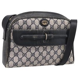 Borsa a tracolla GUCCI GG Supreme PVC Navy Gold Auth 198291 D'oro Blu navy
