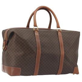 Céline Bolsa Boston CELINE Macadam Canvas PVC Couro Marrom Dourado Auth 192543 Marrom Dourado