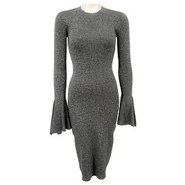 Frame Denim Vestido Frame Silver Shimmer Lurex com mangas sino e godê Prata