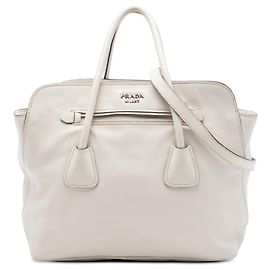 Bolso Tote convertible Prada en piel de becerro suave blanco Blanco
