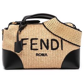 Sac beige Fendi Medium Raffia By The Way Beige