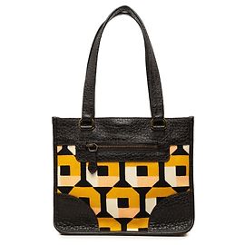 Tote Prada em tela estampada e couro marrom Marrom