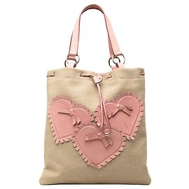 Sac Tote Kahala Saint Laurent em lona bege com coração Bege