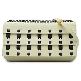 Bolsa Tiracolo com Aba Bottega Veneta em Lambskin Branco com Whipstitch Branco