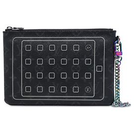 Custodia per iPad e Pochette Louis Vuitton Monogram Eclipse Flash Fragment Nera Nero