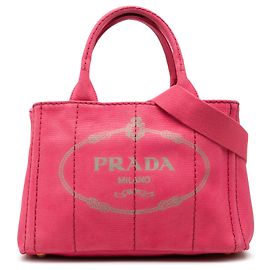 Borsa Tote Satchel Prada Small Canvas Canapa Logo Rosa Rosa