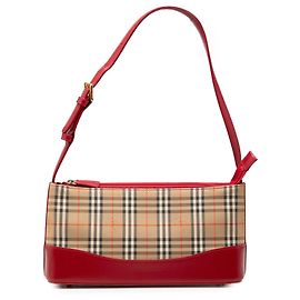 Bolsa de Ombro Burberry Haymarket Check Canvas Bege Bege