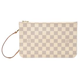 Bolso Pochette Louis Vuitton Damier Azur Neverfull Blanco Blanco