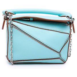 Borsa Nano Puzzle LOEWE in vitello blu Blu