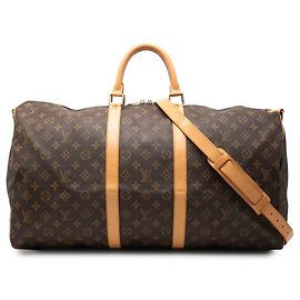 Borsa da viaggio Louis Vuitton Monogram Keepall Bandouliere 55 Marrone Marrone