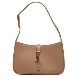 Bolsa de ombro Le 5 a 7 em couro de bezerro liso marrom Saint Laurent Marrom
