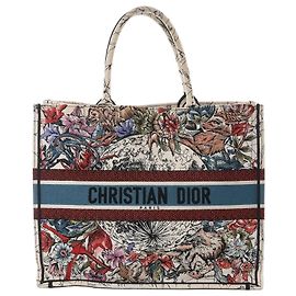 Sac à main Dior Book Tote Large Zodiac en toile multicolore Beige