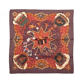 Hermès Carré 90 "LA MAGIE" Lenço de seda em Castanho Marrom
