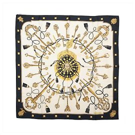 Hermès Carré 90 "LES CLES" Lenço de seda em Preto Preto